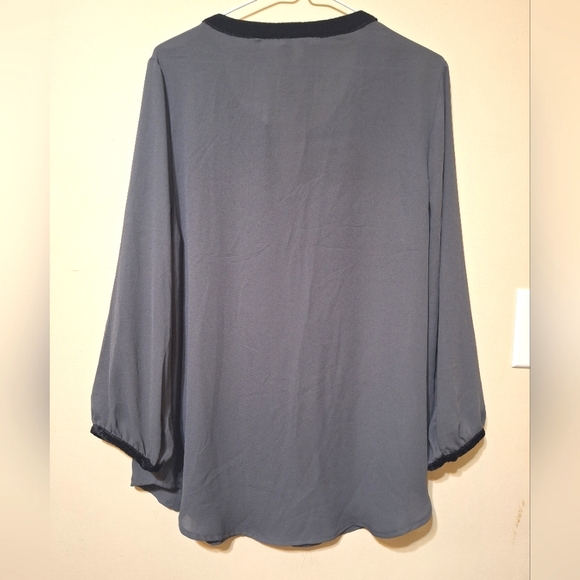 Anthropologie Daniel Rainn Large Grey sheer black velvet button longsleeve shirt - Picture 3 of 7